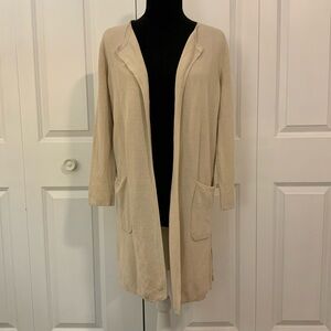 J. Crew Tan Juliette Collarless Open-Front Sweater Blazer Linen Blend XS